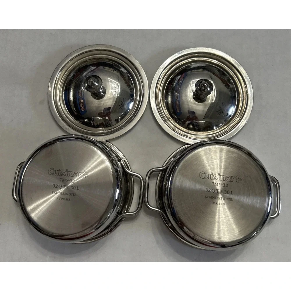 CUISINART .32 QT/ .30L Stainless Steel Mini Dutch Oven Server W/Lid Set Of 2